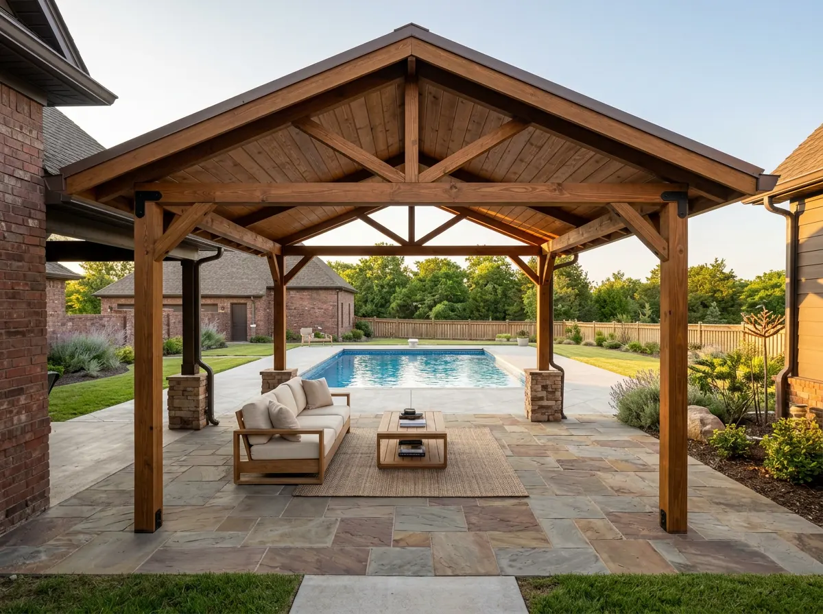 Poolside Timber Pavilion